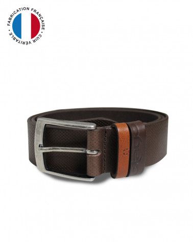 Ceinture TAG Otago en cuir marron homme