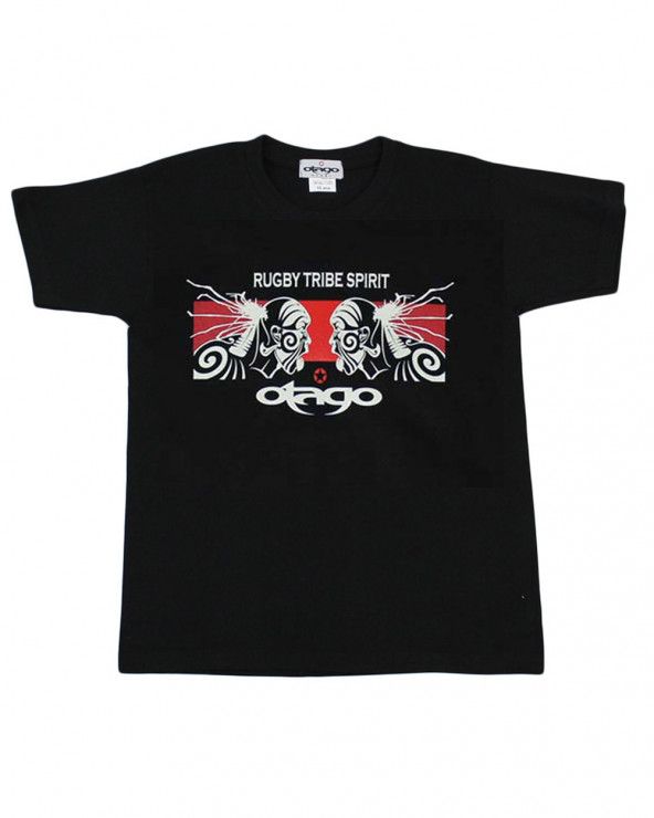 T-shirt Tribe Otago rugby enfant col rond noir