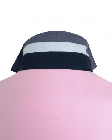 Application de tissus Gris foncé et bleu marine l'extrieur du col du polo Griff Otago rose pour homme