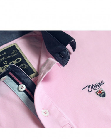 Détail produit du polo Griff Otago rose pour homme
