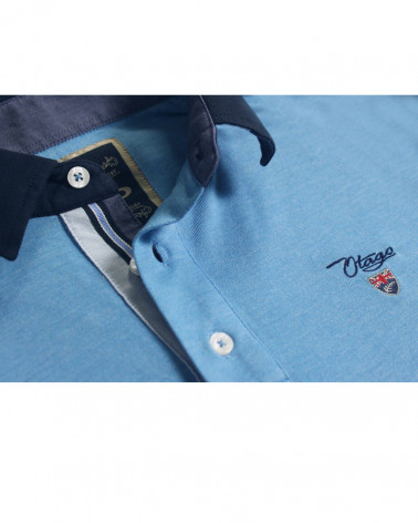 Détail produit du polo Griff Otago ciel chiné pour homme