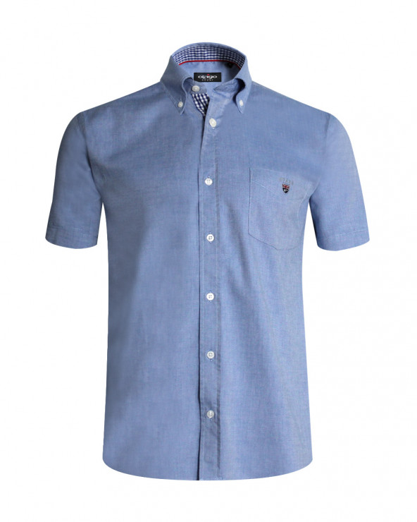 Chemise manches courtes Griff Oxford Otago bleu marine homme