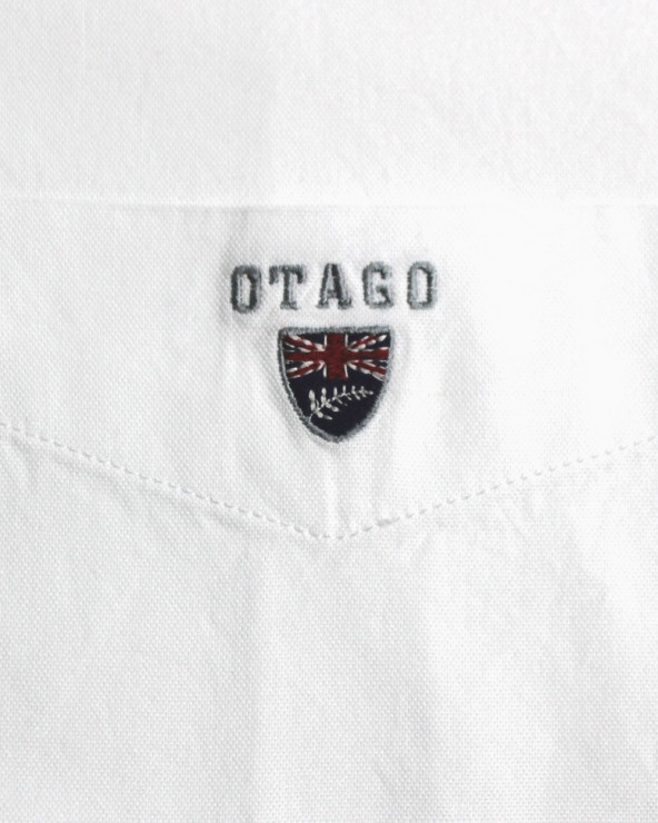 Broderie côté coeur de la chemise Oxford griff Otago blanc pour homme