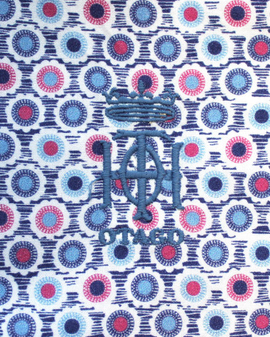 Broderie côté coeur de la chemise Kasero Otago bleu rose pour homme