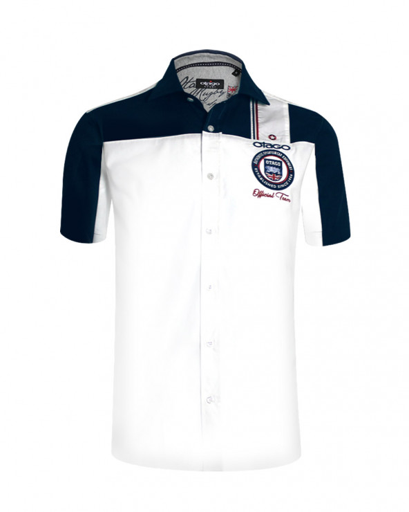 Chemise Otabadge manches courtes blanc marine homme