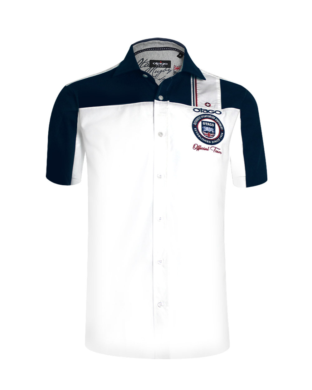 Chemise Otabadge manches courtes blanc marine homme
