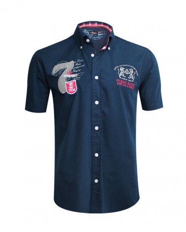 Chemise Rome manches courtes bleu marine homme