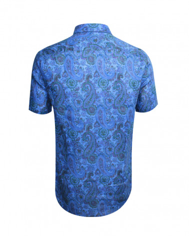 Dos de la chemise Roquebrune Otago bleu pour homme