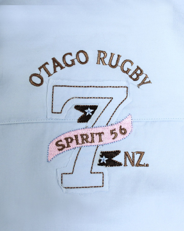 Broderie au dos de la chemise Bella Otago bleu ciel pour homme