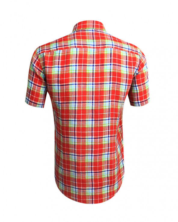Dos de la chemise Cipro Otago rouge à carreaux pour homme