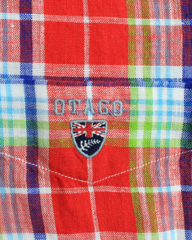 Broderie côté coeur de la chemise Cipro Otago rouge à carreaux pour homme