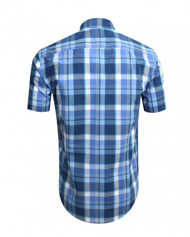 Dos de la chemise Hampton Otago bleu ciel à carreaux pour homme