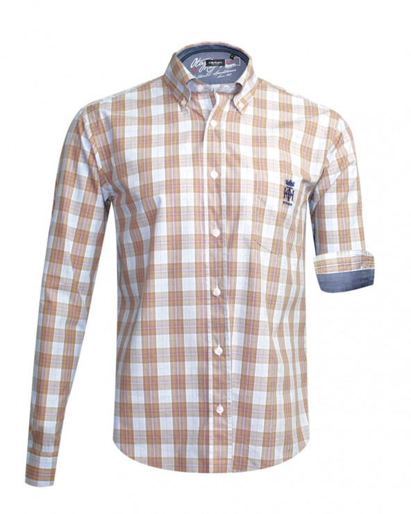Chemise Toby Otago rugby marron à carreaux pour Homme
