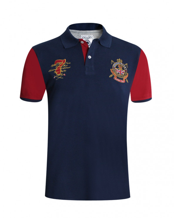 Polo Miller Otago manches courtes marine bordeaux pour homme