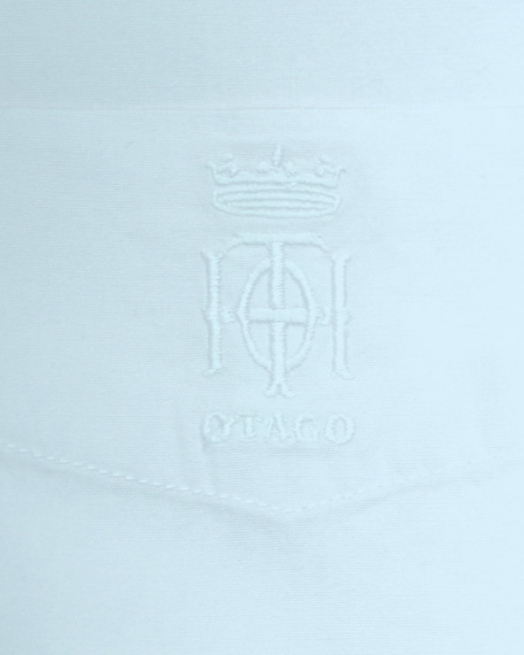Broderie côté coeur de la chemise Oxford Otago bleu ciel pour homme