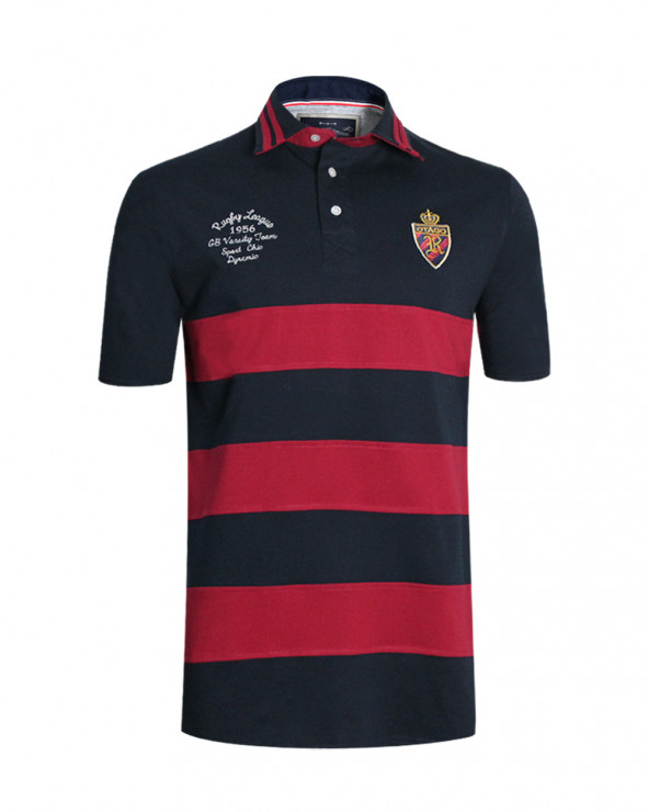 Polo manches courtes Jasaray Otago marine bordeaux pour homme