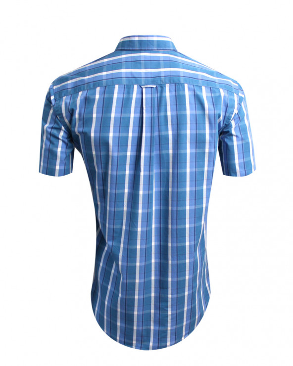 Dos de la chemise Tang Otago bleu ciel à carreaux pour homme