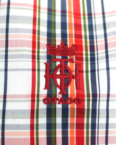 Broderie côté coeur de la chemise Tang Otago vert à carreaux pour homme