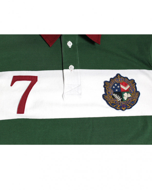 Broderie côté coeur et côté droit du polo Corona Otago vert - blanc pour homme