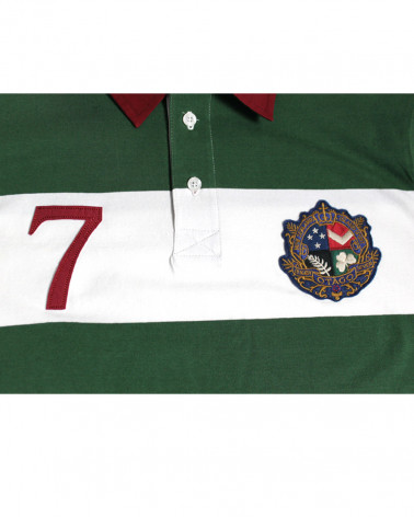 Broderie côté coeur et côté droit du polo Corona Otago vert - blanc pour homme