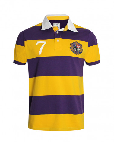 Polo Corona manches courtes Otago violet jaune rayé homme