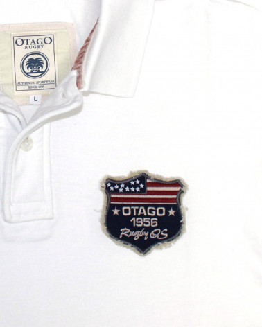 Broderie côté coeur du polo Old-us Otago blanc pour homme