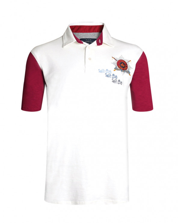 Polo Leone Otago manches courtes écru homme