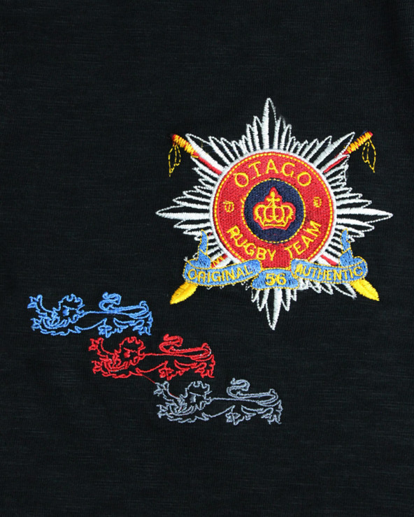 Broderie côté coeur du polo Old Leone Otago noir pour homme