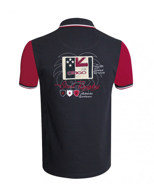 Polo Rinasoul Otago manches courtes marine bordeaux homme