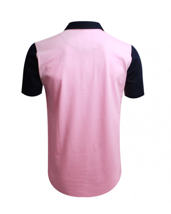 Dos du polo Rob Otago marine et rose pour homme