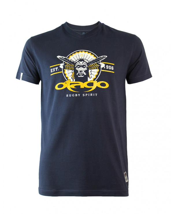 T-shirt col V Burn's FIGHT Otago rugby bleu marine homme