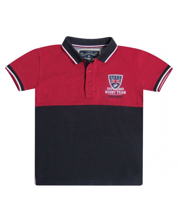 Polo Rinasoul Kid Otago manches courtes marine bordeaux enfant