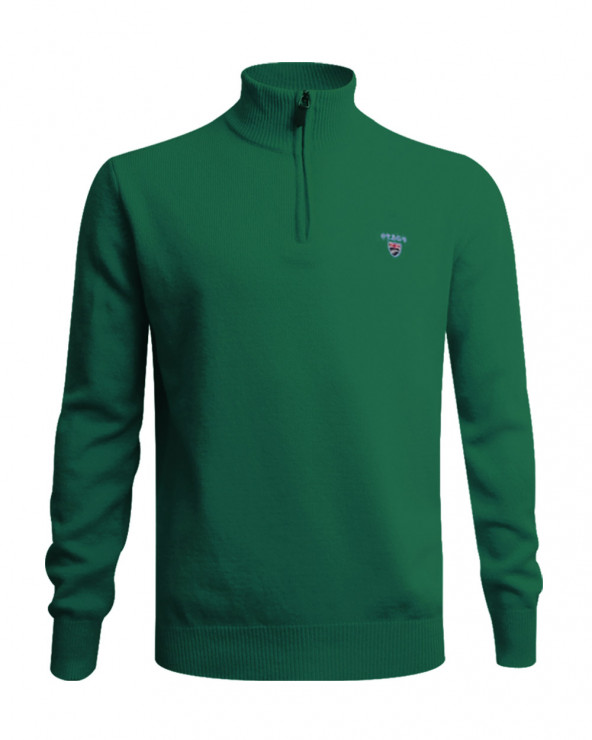 Pull Buenos Aires col zip Otago vert pour homme