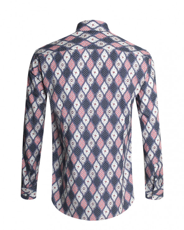 Dos de la chemise 122 Otago écru/marine pour homme
