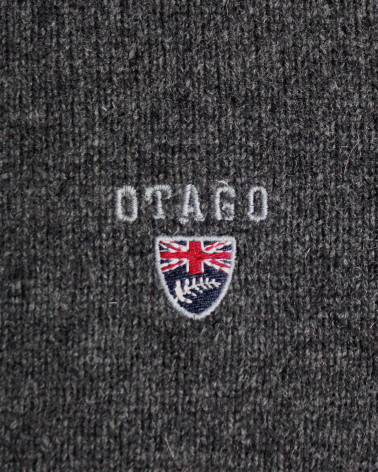 Broderie côté coeur du Pull Buenos Aires col rond Otago gris anthracite homme