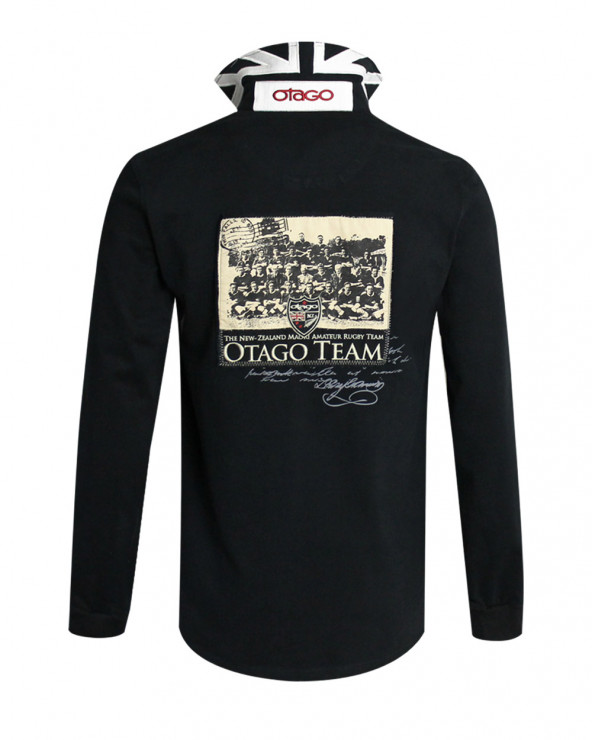 Polo Marco-Team manches longues Otago rugby noir homme