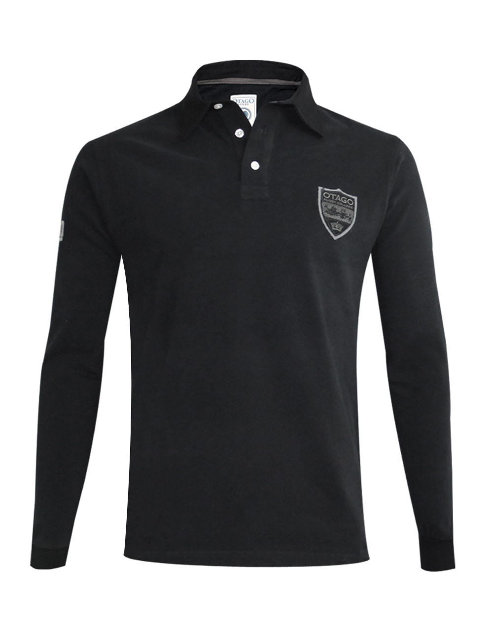 Polo Jackvic manches longues Otago rugby noir homme