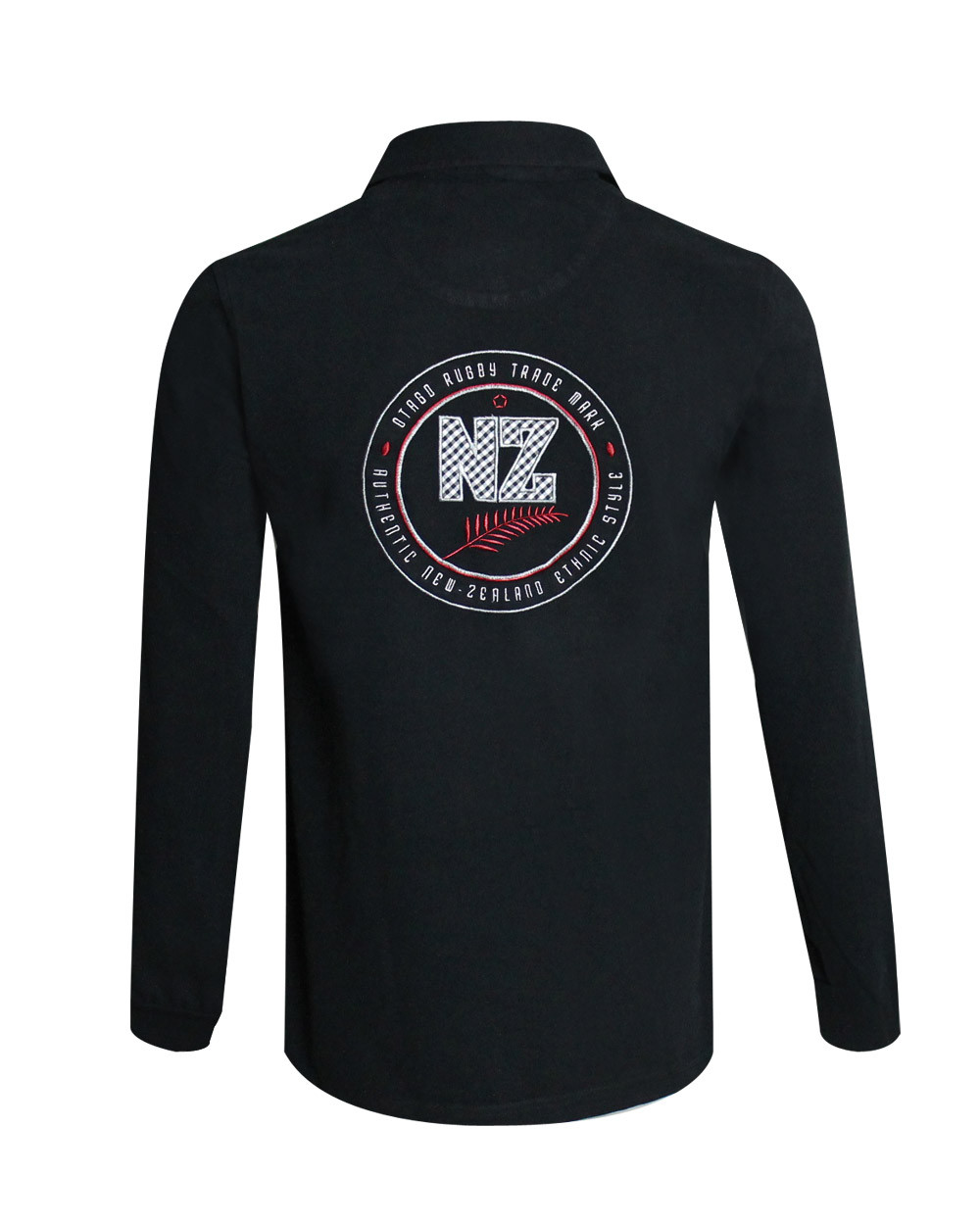 Polo manches longues NEWZED Otago rugby noir Homme