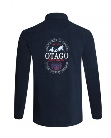 Polo manches longues MONTAIN Otago rugby bleu marine Homme