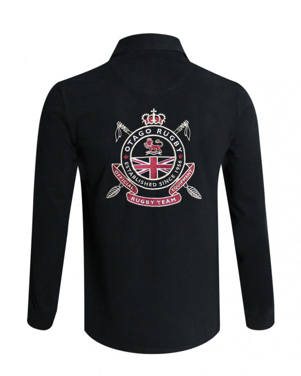 Polo manches longues Phil Otago rugby noir Homme