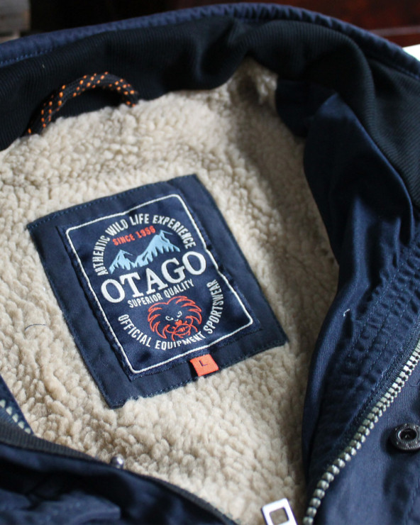 Vignette tissée de col de la parka Otago bleu marine pour homme