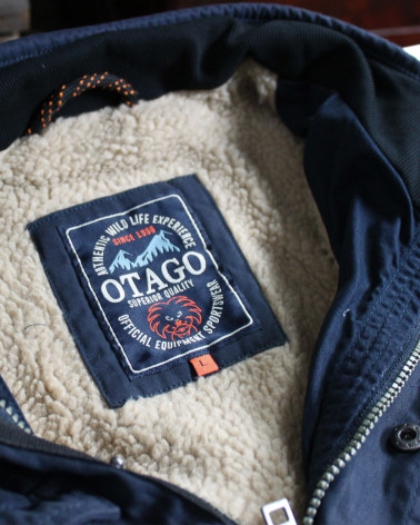 Vignette tissée de col de la parka Otago bleu marine pour homme