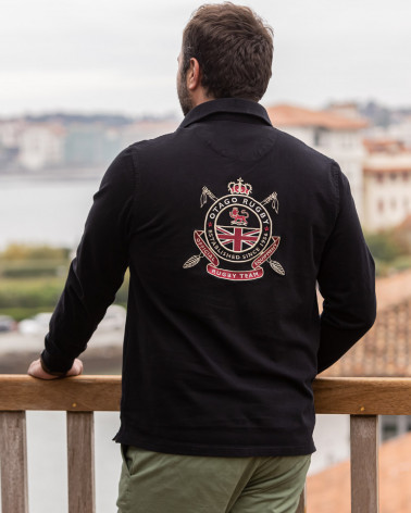 Polo manches longues Phil Otago rugby noir Homme