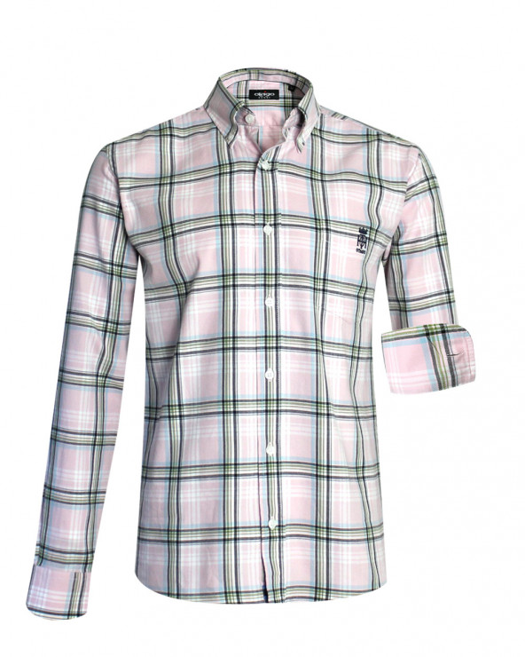 Chemise 128 manches longues Otago rugby rose à carreaux homme