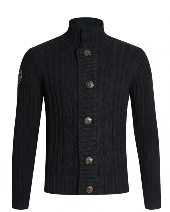 Pull gilet zip boutonné Quimper Otago noir Homme