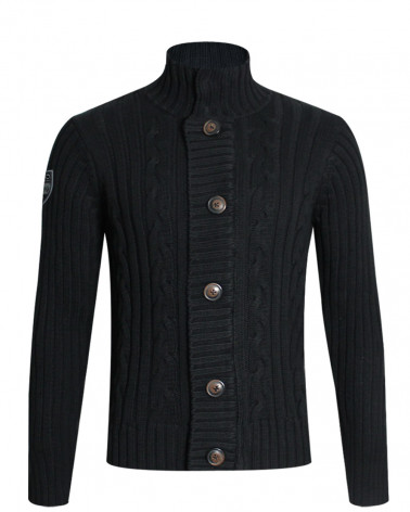 Pull gilet zip boutonné Quimper Otago noir Homme