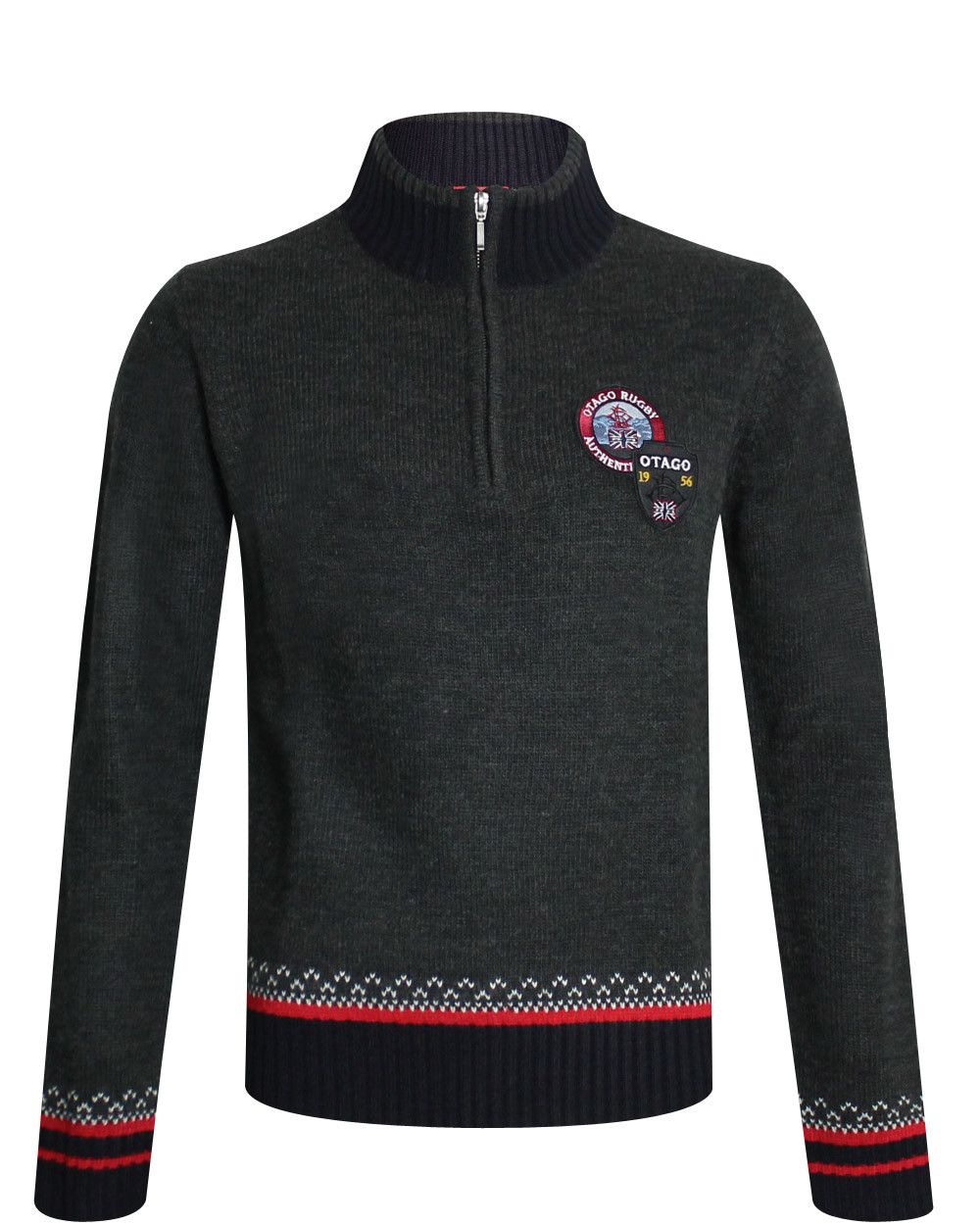PULL COL ZIP NORWAY OTAGO Rugby gris foncé homme