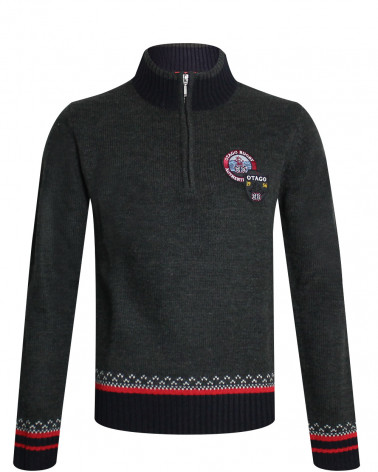 PULL COL ZIP NORWAY OTAGO Rugby gris foncé homme
