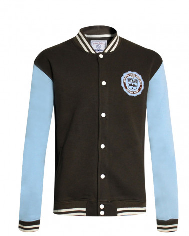 Veste Phil boutonnée marron manches bleu ciel Otago Homme