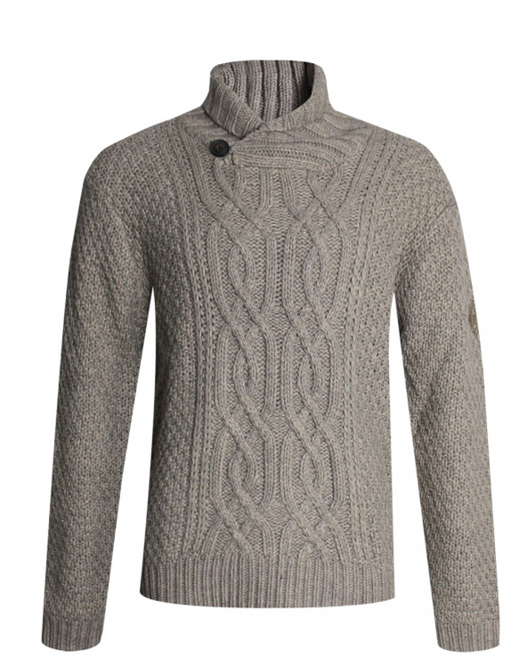 Pull Paulo Otago rugby col challe taupe homme